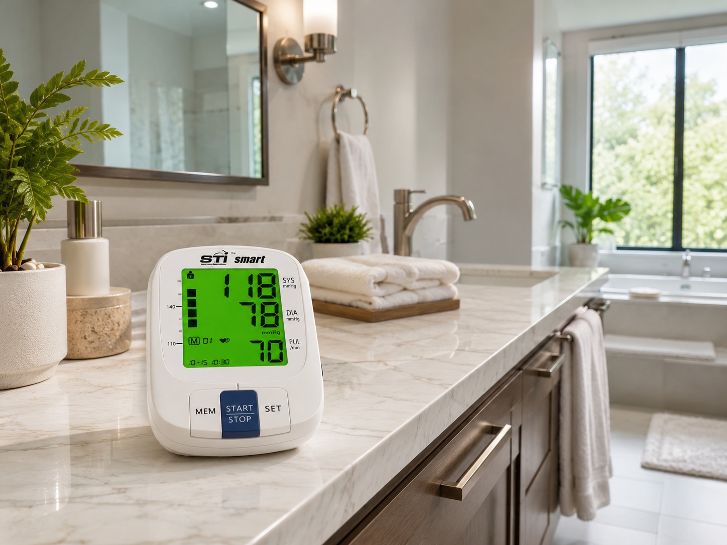 STI Smart Digital Arm Blood Pressure Monitor – Dual User, 2×90 Memory, Voice Broadcast & Large LCD