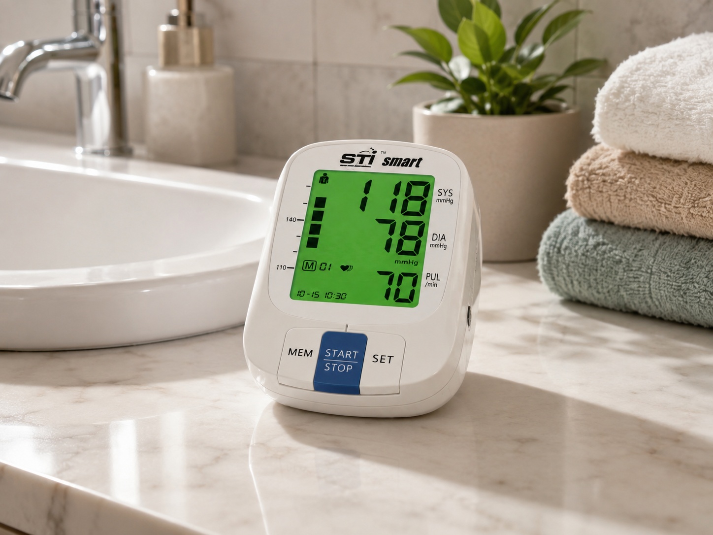 STI Smart Digital Arm Blood Pressure Monitor – Dual User, 2×90 Memory, Voice Broadcast & Large LCD