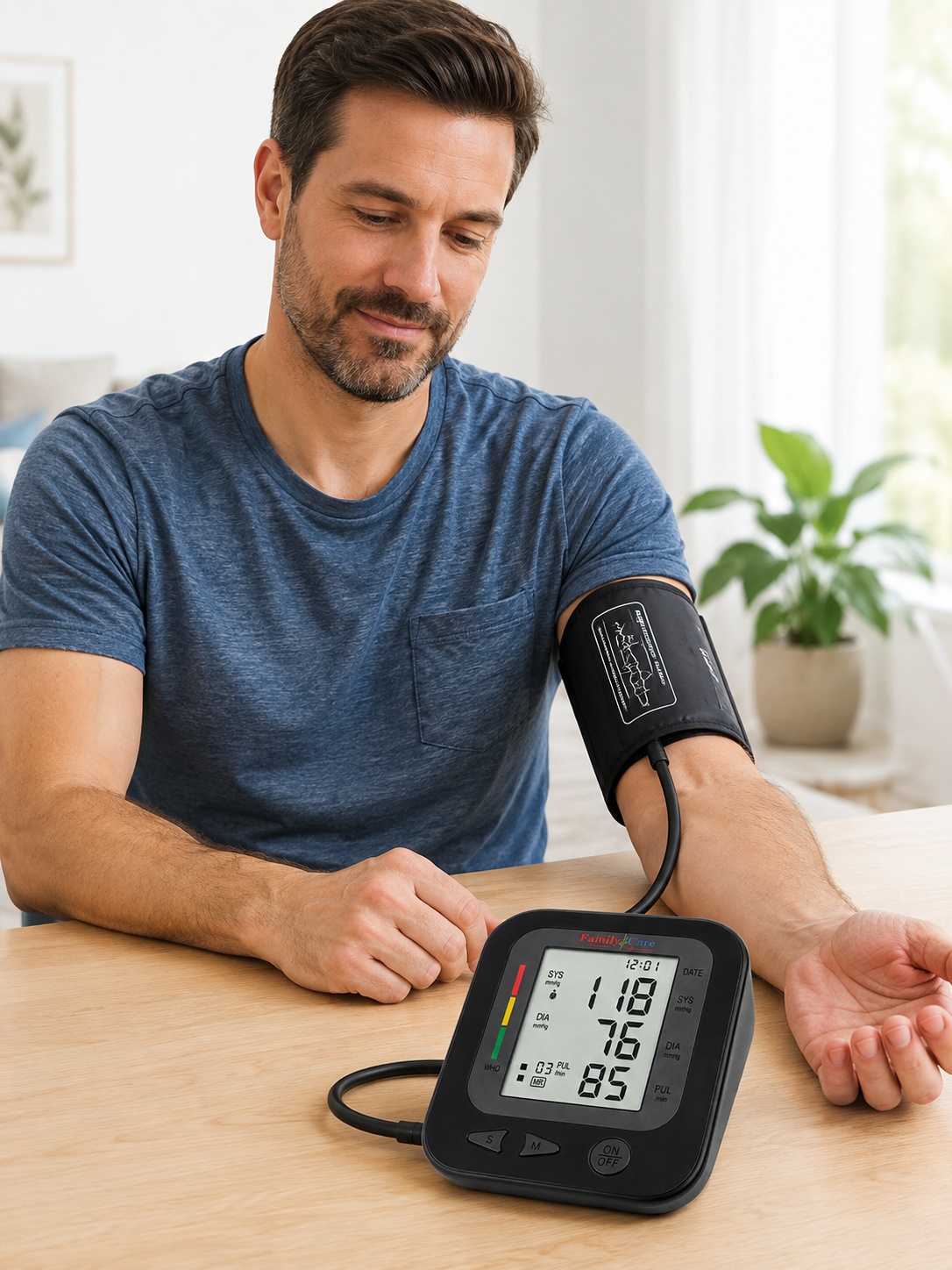 Family Care Automatic Digital Blood Pressure Monitor with Arrhythmia Detection, 2-User Memory, Color Display & USB Interface