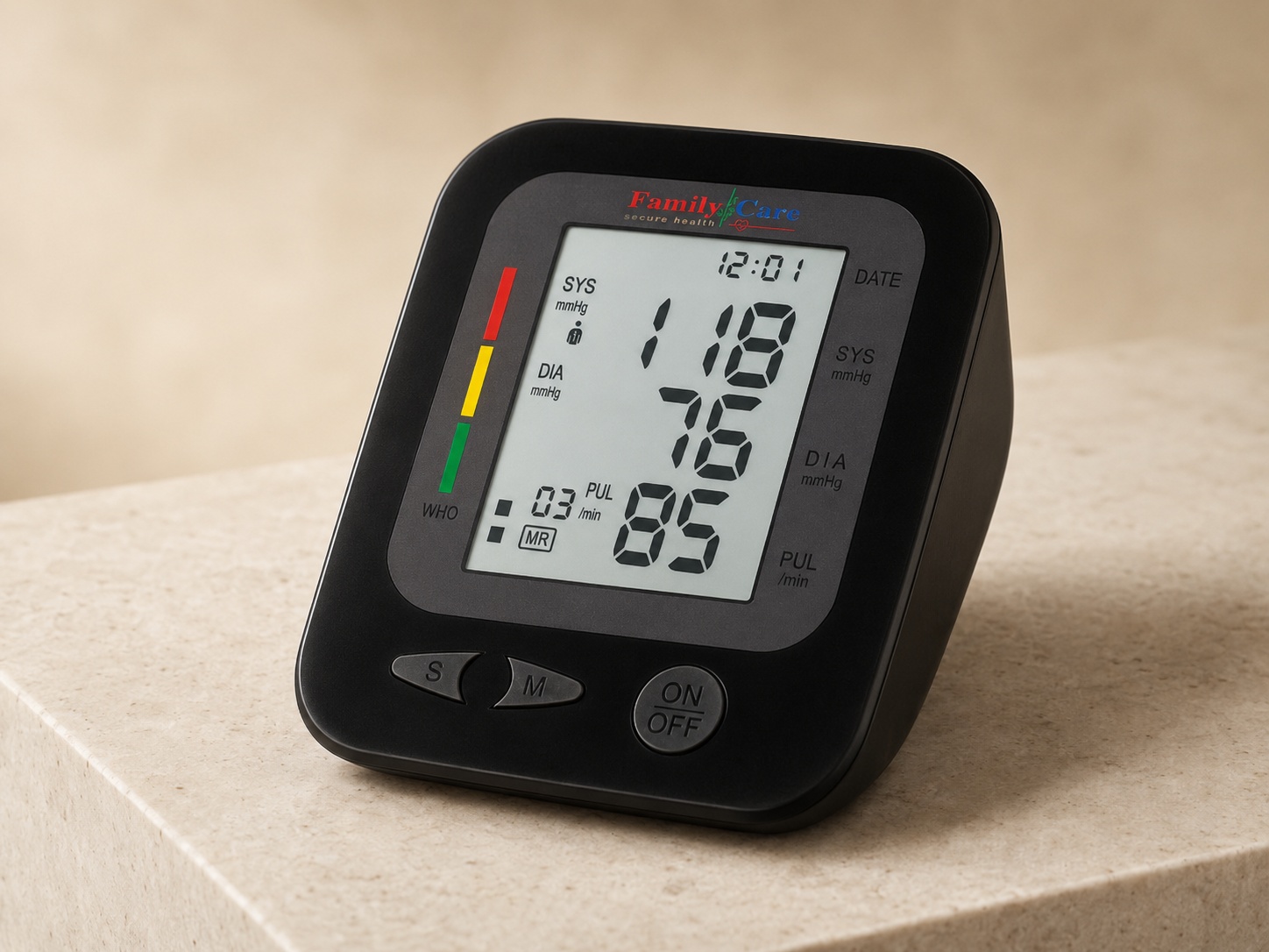 Family Care Automatic Digital Blood Pressure Monitor with Arrhythmia Detection, 2-User Memory, Color Display & USB Interface